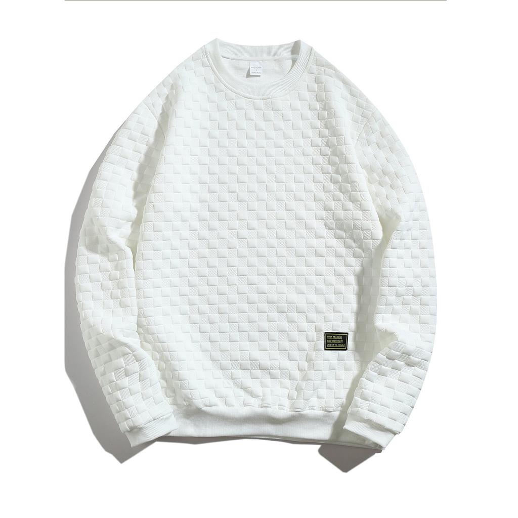 Осенне-зимняя мужская толстовка с капюшоном в тяжелую клетку, свободный повседневный свитер с круглым вырезом