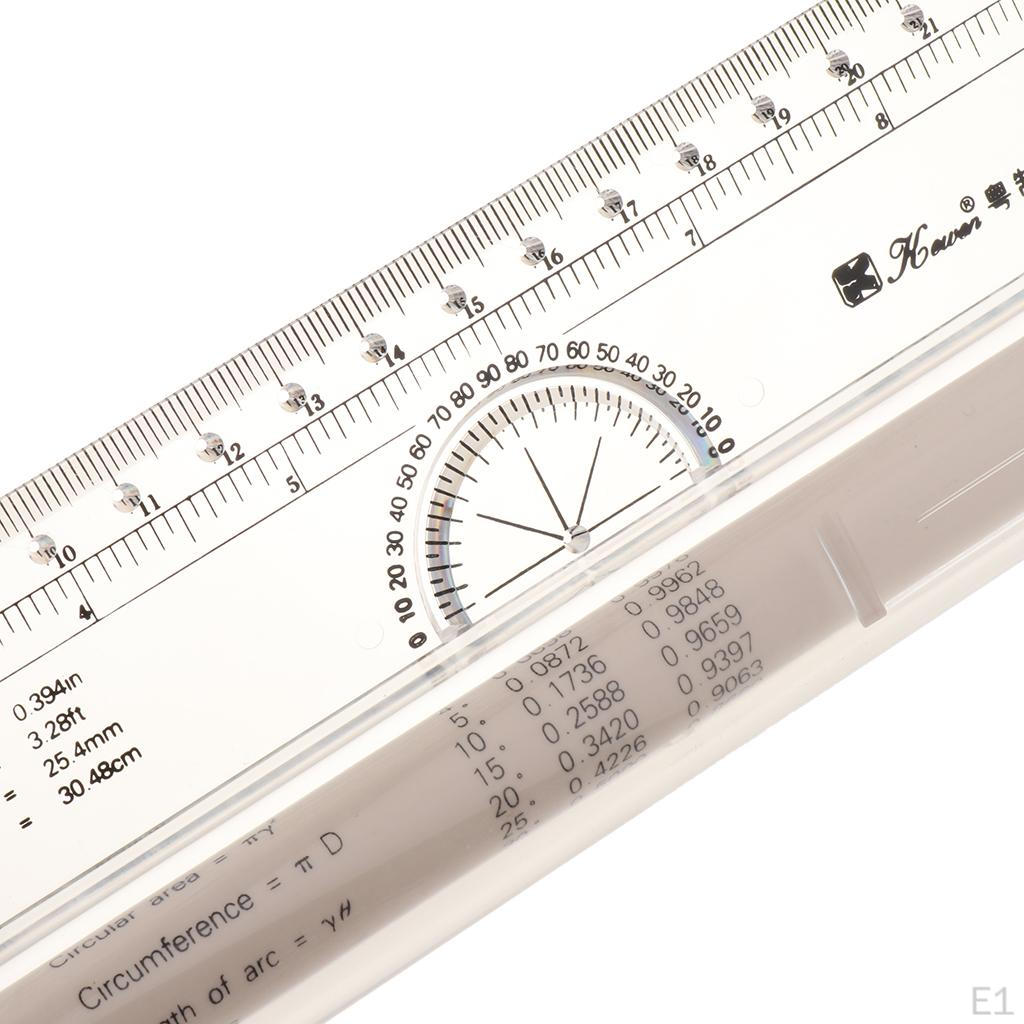 Прозрачная белая универсальная линейка для параллельного рисования в дюймах и сантиметрах