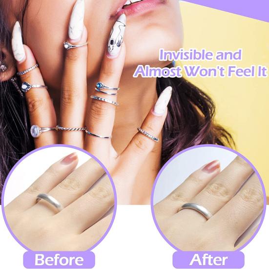 Yousheng 17 Pcs Ring Size Adjusters Loose Rings Invisible Ring Size Reducer Spacer Ring Resizer Plug-in Silicone Spirals Tightener Set with Polish