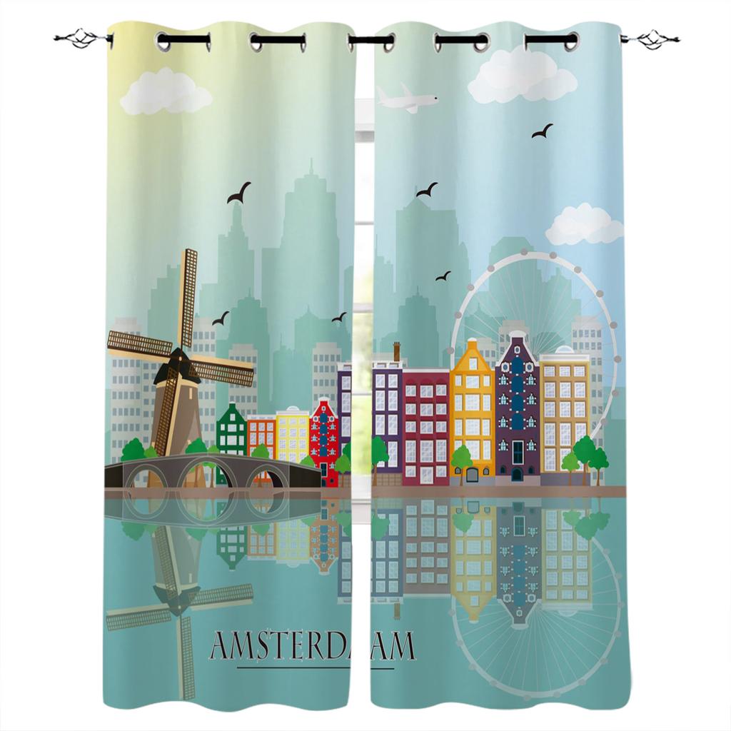 Архитектура Хамантона в Нью-Йорке, оконные шторы, живописные шторы для гостиной, декоративные предметы для гостиной