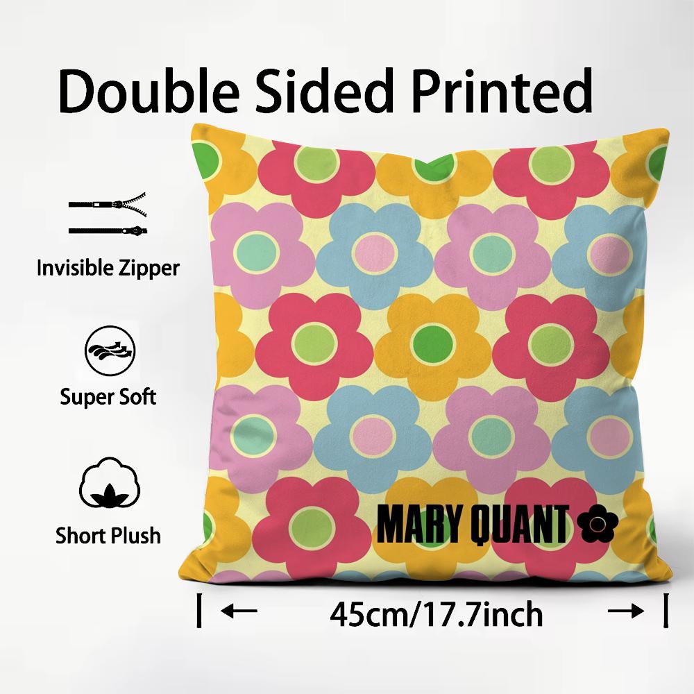 Fashion Brand MMary QQuant Cushion Cover Plush Fabric Soft DoubleSided Printed Sofa Warm Winter Home Child Gift Pillow Case