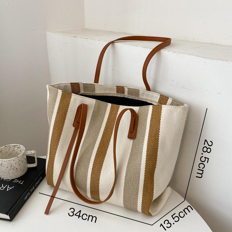 Сумка на плечо большой емкости для женщин, модная сумка в полоску, сумка для покупок, женская повседневная сумка-тоут