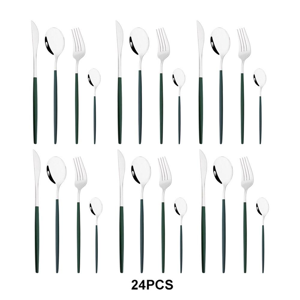 Набор посуды из нержавеющей стали, кухонный набор, 24 шт., черное золото, нож, вилка, ложка, роскошный набор посуды, ужин, свадьба, зеркало, столовые приборы