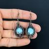 Blue Chalcedony 999 Copper Wire Wrapped Earrings, Handmade Gemstone Earrings Jewelry, Gifts For Wife Brand New Earrings