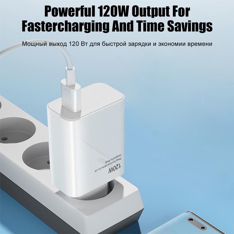 USB-зарядное устройство со сверхбыстрой зарядкой 120 Вт для Xiaomi Mi Civi 11t 12t 13 Pro Redmi Note 12 Pro A1 A2 Poco X5 F4 GT Type C, зарядный кабель