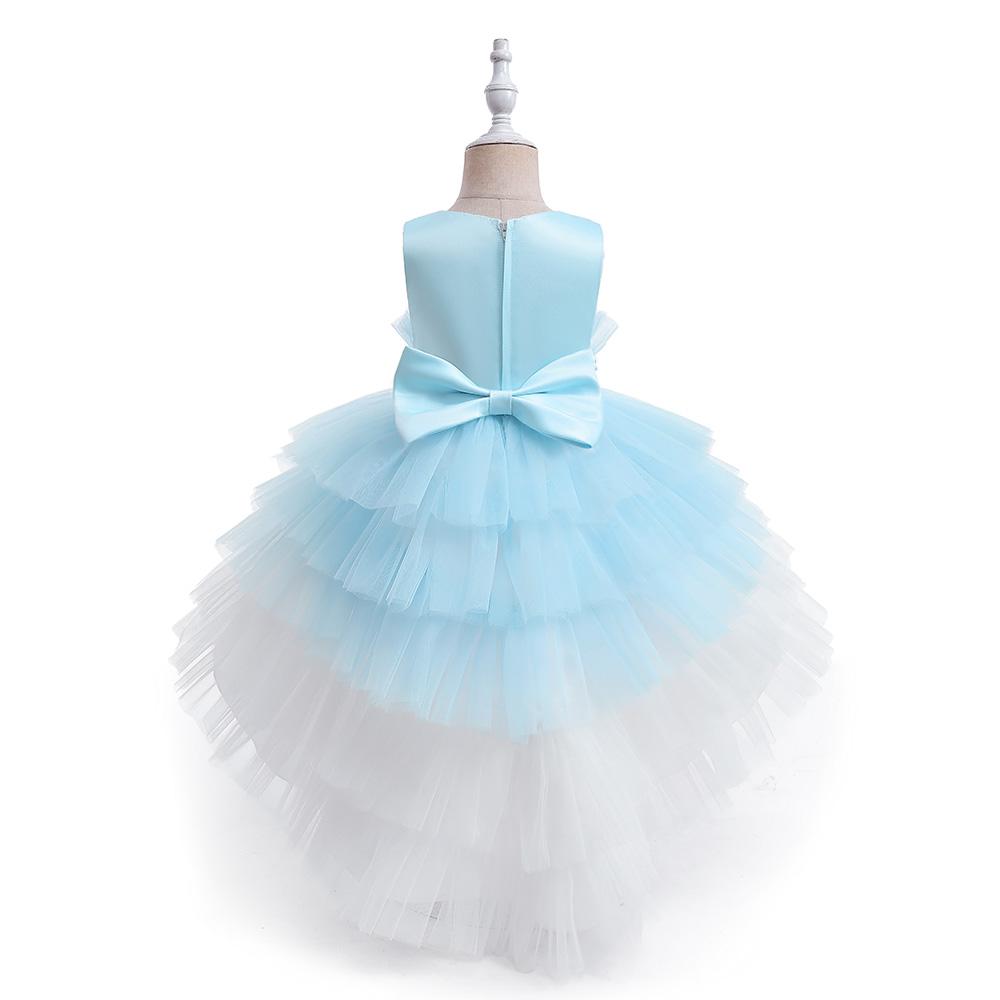 Летнее фатиновое платье принцессы со шлейфом для девочек, официальное белое платье для крещения, свадьбы, детские праздничные платья для девочек, платье подружки невесты для выпускного вечера, От 3 до 10 лет