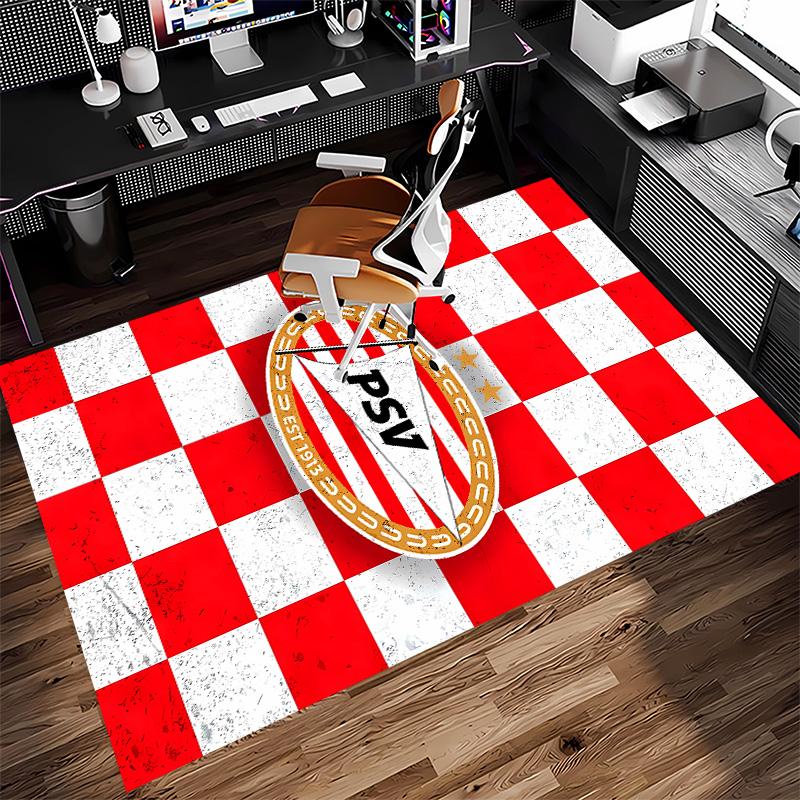 PSV LOGO Print Area Rug - Soft, Washable Non-Slip Indoor Mat for Office Chairs, Living Room, Home Office Decorative Rug