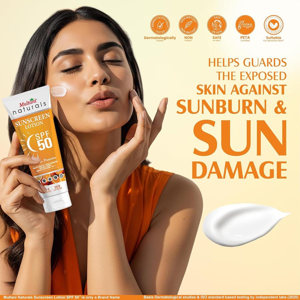 Мультани Солнцезащитный крем SPF 50 PA++++ Легкий Нежирный Без Белых Следов Широкий Спектр Защита от UVA UVB 100 мл Упаковка 1 шт.