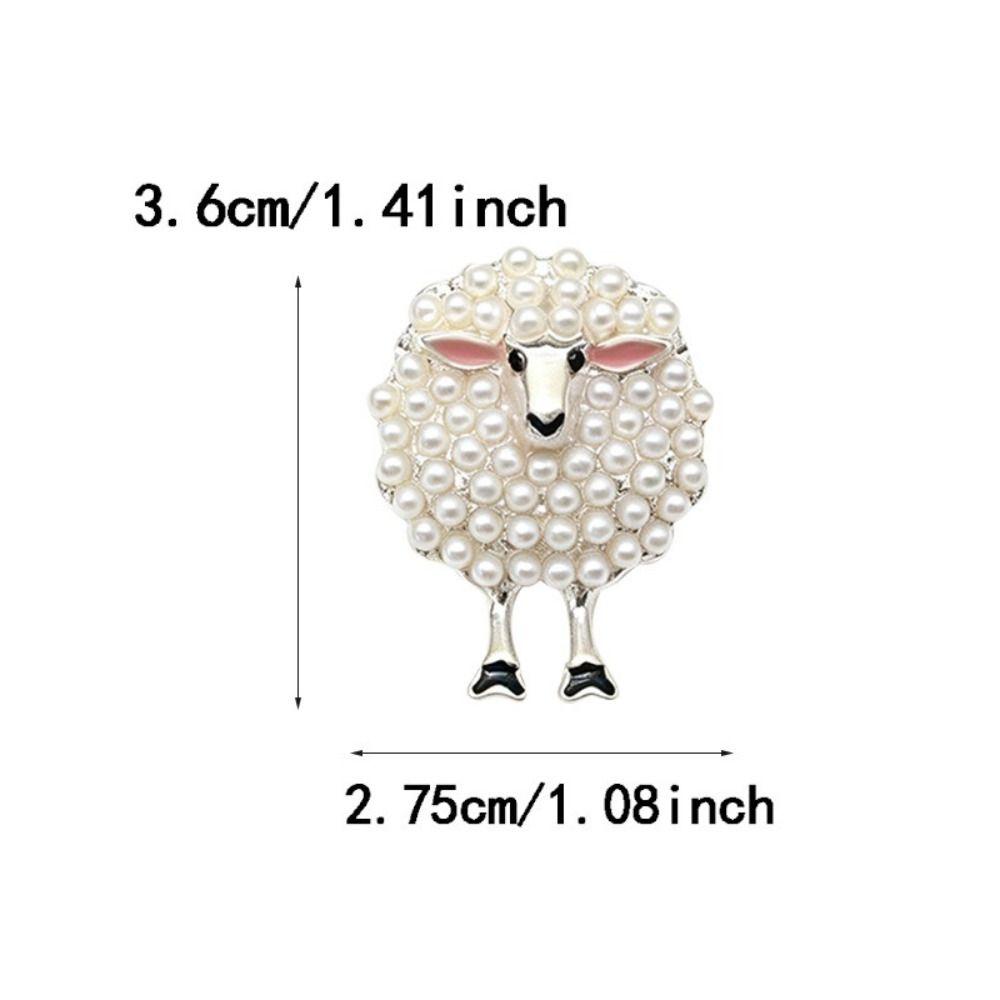 Zinc Alloy Pearl Brooch Full Drill Design Fashion Brooch Sheep Brooch  For Bags Hats T-shirts Jeans