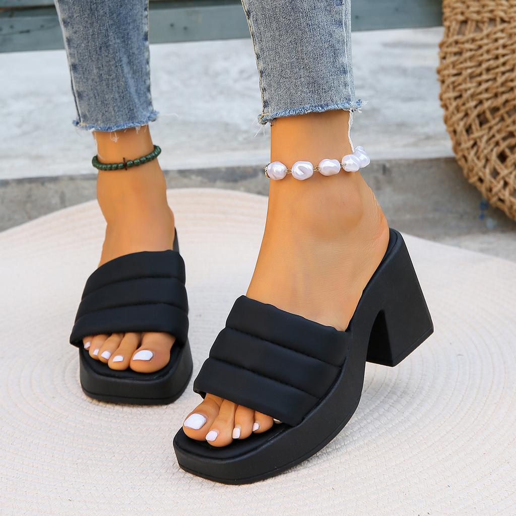 Элегантные женские тапочки на платформе, женские летние кожаные женские туфли на высоком каблуке, уличные нескользящие повседневные пляжные сандалии на каблуке, женская обувь