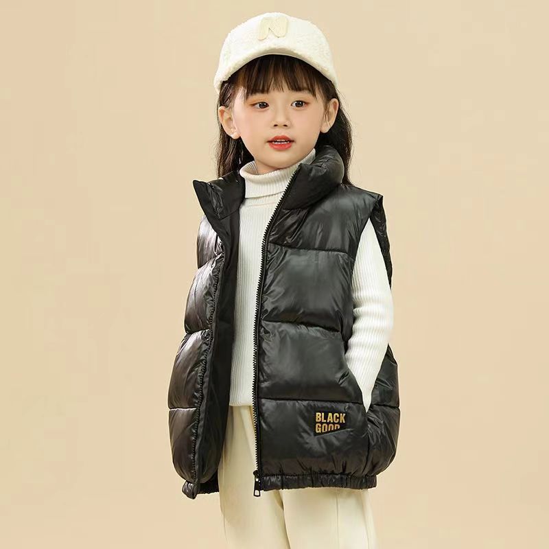 Winter Warm Girls Boys Cotton Lined Turtleneck Drawstring Zip Puff Vest Child Therme Waistcoat School Kids Outfit Tops 5-14Years