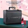 Large Capacity Dual-Opening Makeup and Tool Box, Aluminum Alloy, for Tattoo, Eyelash, Nail Supplies
