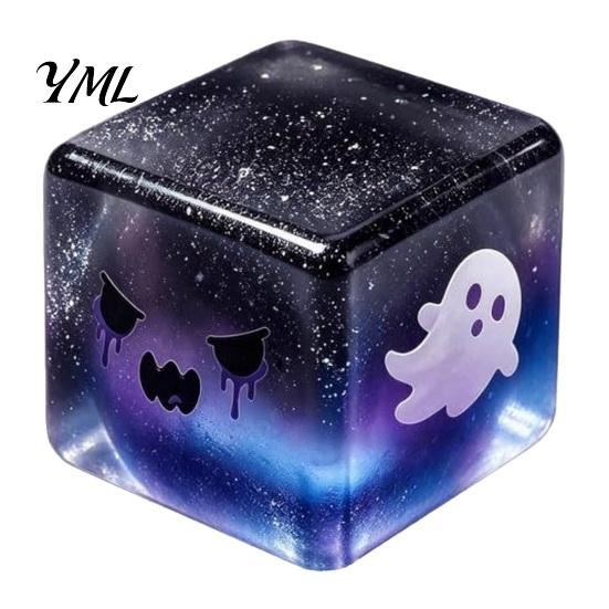 Handmade Diy Craft Accessories Halloween Ghost Squeeze Cube, Glitter Slow Rising Fidget Toy, Unique Board Game Dice Soft Decompression Sensory Toy for