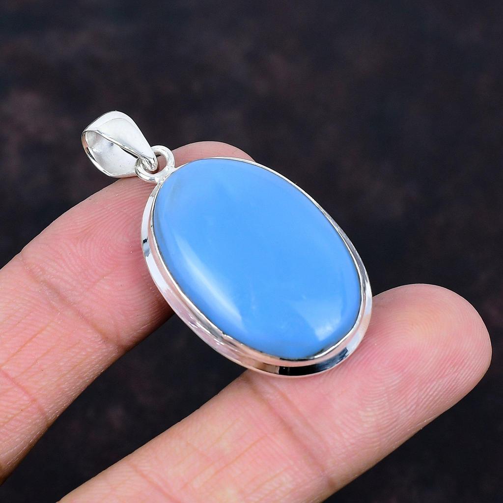 Owyhee blue opal pendant 925 sterling silver pendant genuine gemstone pendant statement pendant handmade pendant gifts for mom boho jewelry