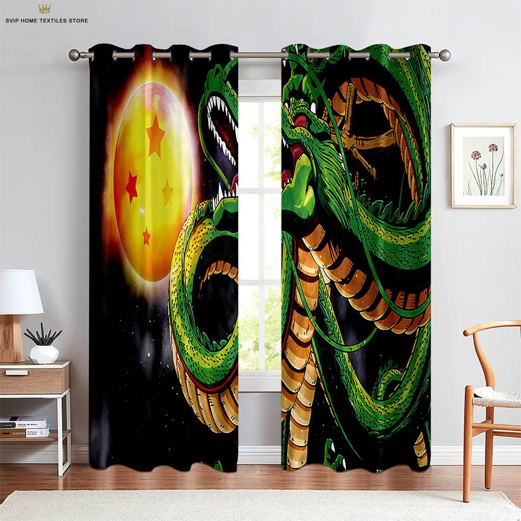 Шторы с мультяшным принтом для украшения детской комнаты и общежития, Японский комикс с горячей кровью, Набор из 2 штук