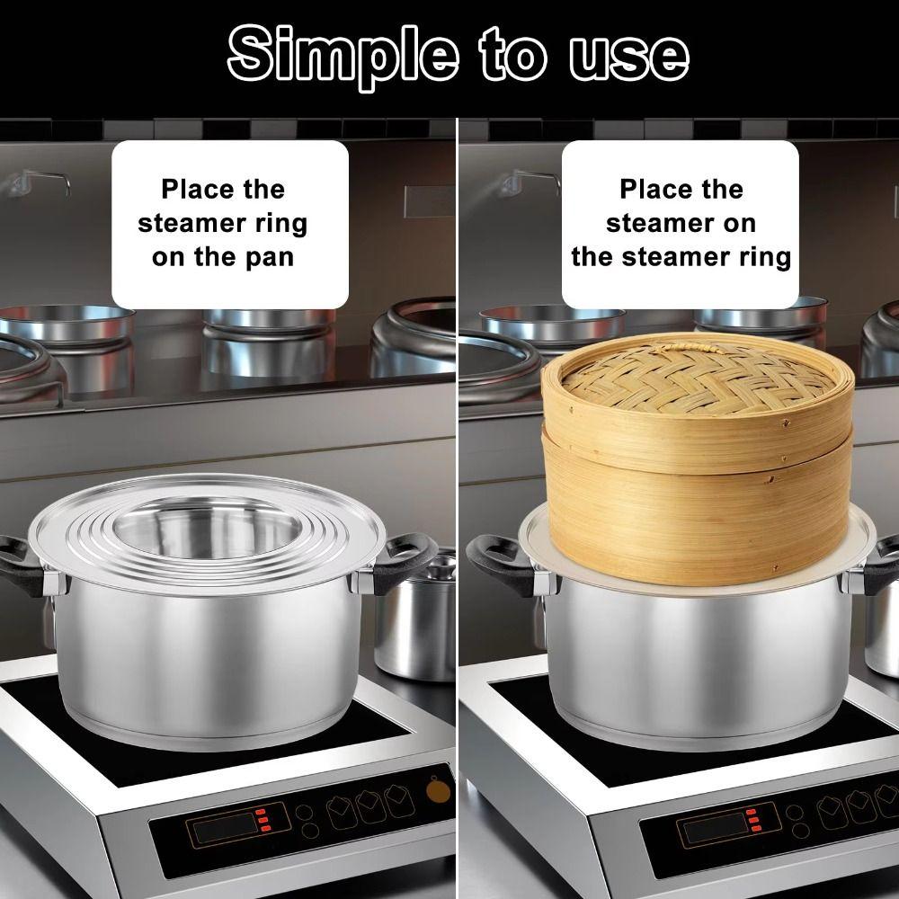 Multifunctional Steamer Ring Adapter Rack Stainless Steel Steaming Ring  Kitchen Accessories