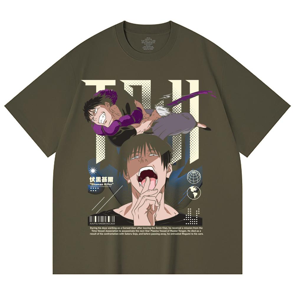 230 г/м² 100% хлопок Jujutsu Kaisen V47 Принт Тодзи Унисекс Тяжелая хлопковая футболка