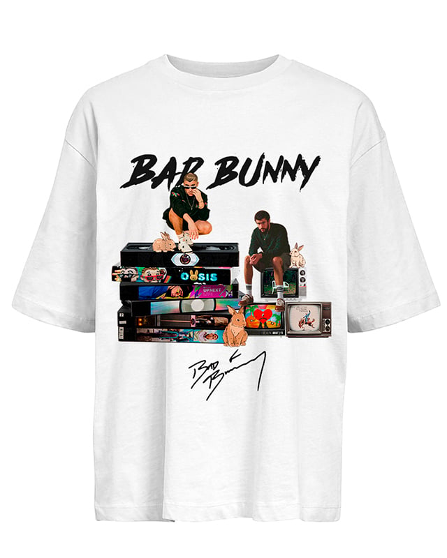 Bad Bunny Print Tshirt Unisex Women Oversized Y2k Sleeve Heavy Cotton Loose Street Harajuku Clothing High Quality Casual Loose Tee