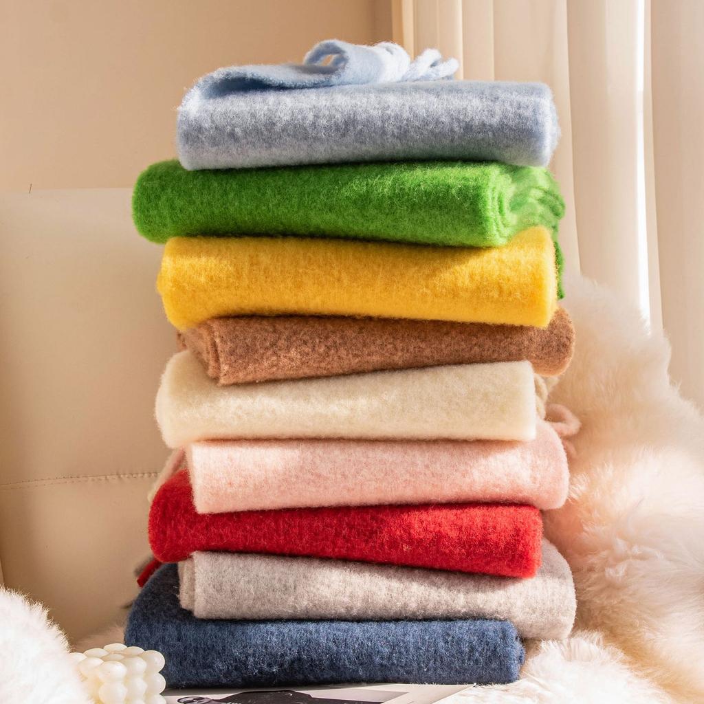 Iceland Blue Wool Scarf Autumn and Winter Solid Color Versatile Cashmere Feel Scarf for Men and Women Thickened Warm Scarf