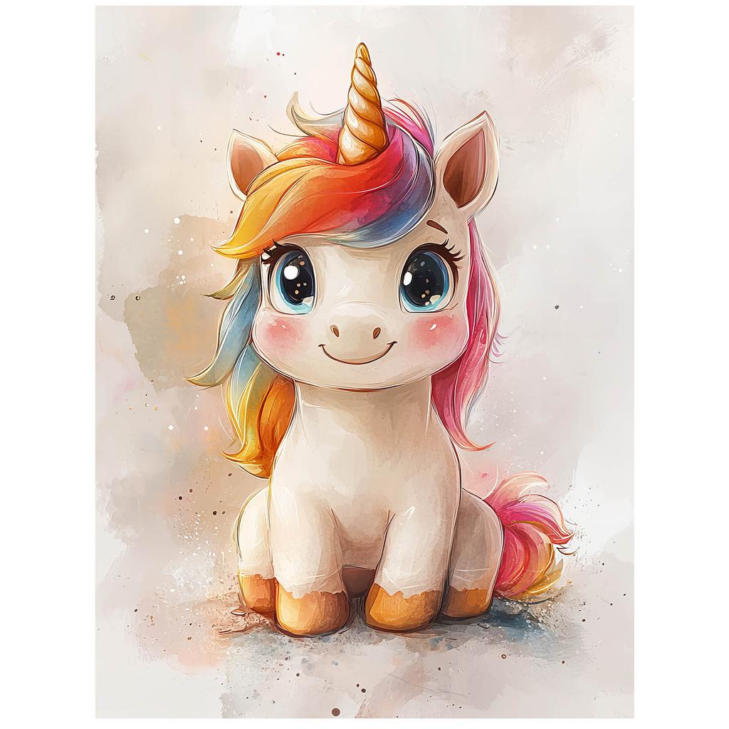 Uroczy Jednorożec W Bajkowym Stylu Uroczy Jednorożec W Bajkowym Stylu, 50X70 Cm, Bez Ramy, Papier Matowy 230 Gsm