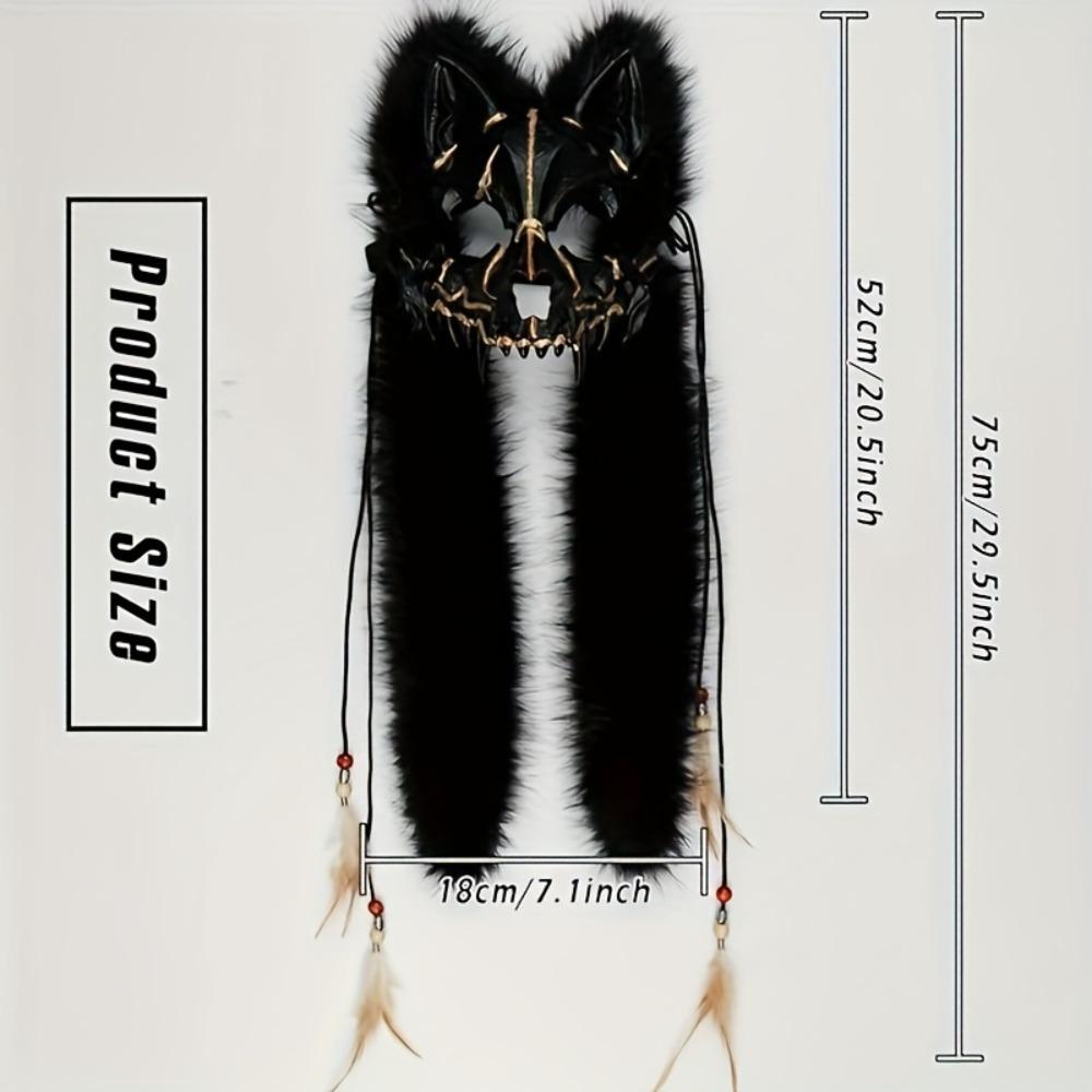 Пушистая маска волка Викинг Мех Маска лисы Вендиго Головной убор Хэллоуин Костюм оборотня Варвар Средневековый Косплей Воин Ренессанс