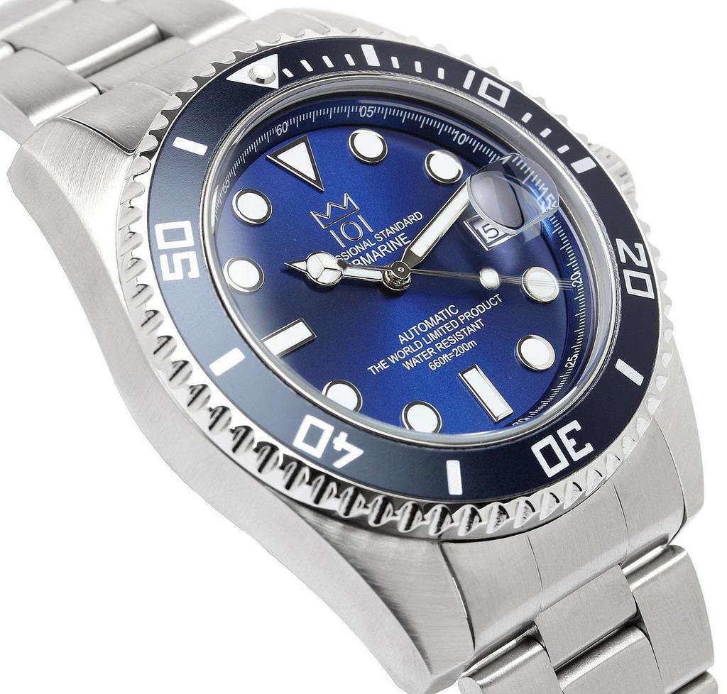 Автоматический завод ручная функция взлома заводная головка механический дата 200 м вода однонаправленное вращение темно-синие часы [HYAKUICHI 101] часы для дайвинга, (с