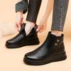 Microfiber Leather Mother Cotton Shoes Winter Velvet Warm Middle-aged and Elderly Women Flat Boots Non-slip Side Zipper for the Elderly