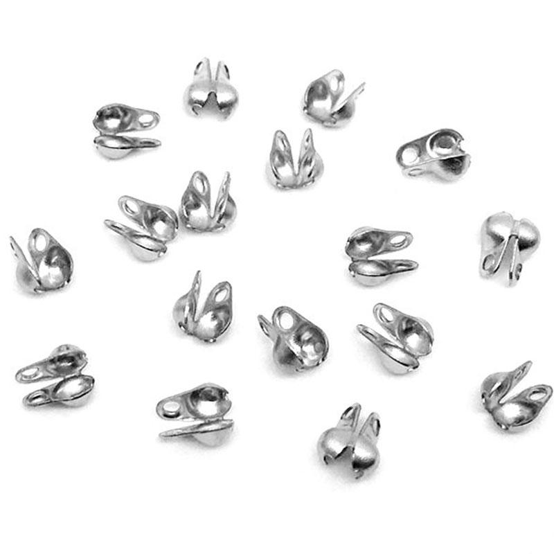 50pcs Stainless Steel Connector Clasp for Ball Chain Calotte End Crimps Beads Connector Components DIY Jewelry Making Supplies