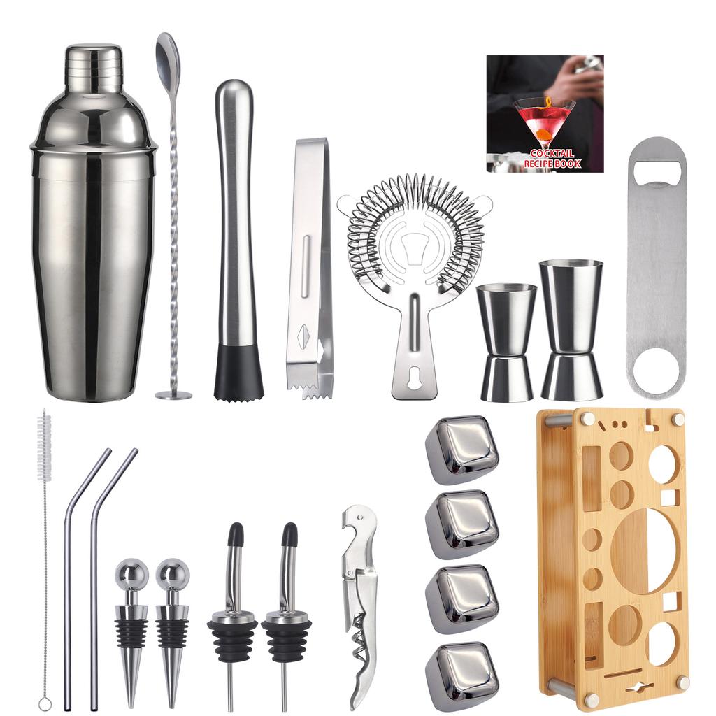 Набор шейкеров с бамбуковой подставкой Шейкер для коктейлей Барный инструмент Шейкер Соломинка Снежный стакан