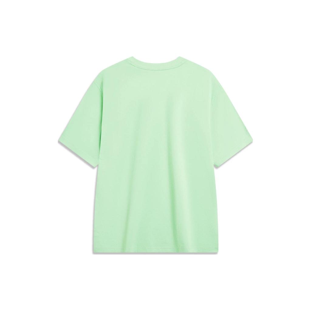 Футболка Li Ning China Color Series с круглым вырезом, свободная, с коротким рукавом и заниженной линией плеч, мужская, бамбуково-зеленая, AHST587-5