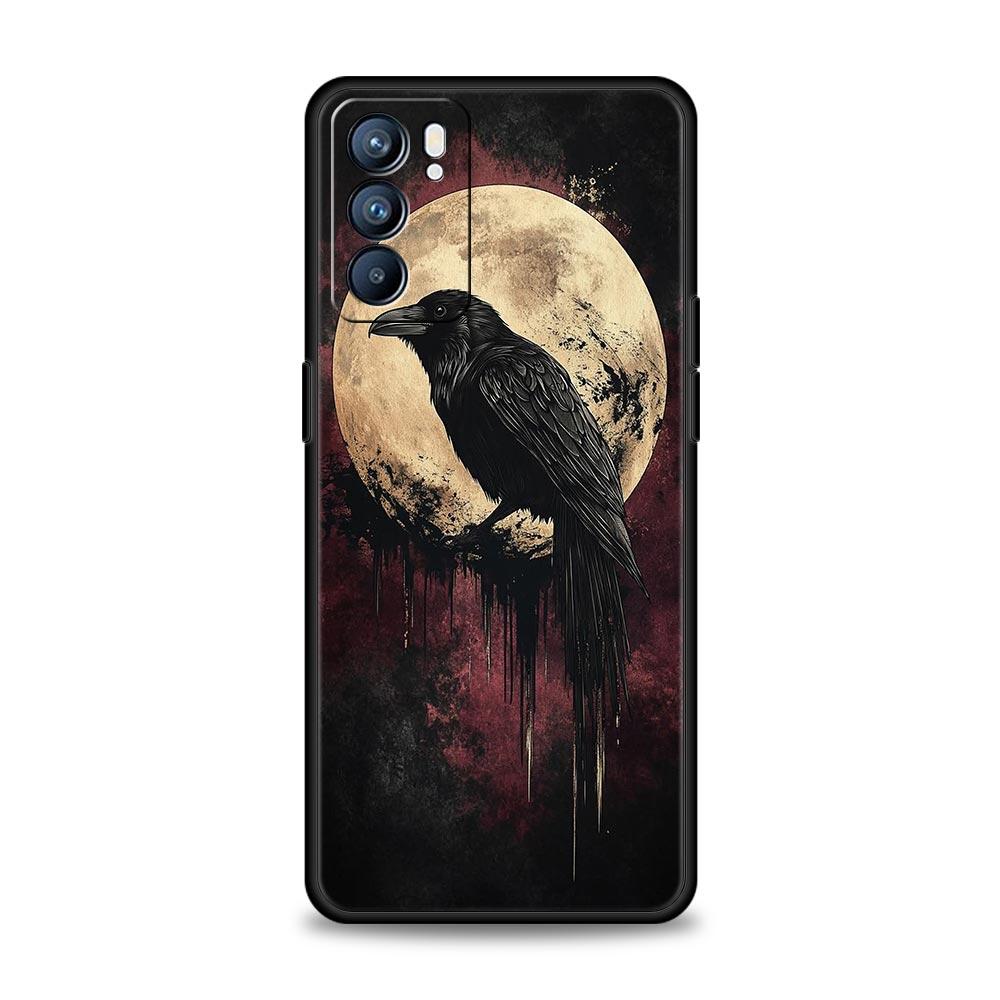 Черный Ворон Чехол для Телефона Для Oppo Reno 13 12 11 10 7 F Find X5 X6 A98 A80 A79 A78 A57 A54 A31 A17 Pro 5G Мягкий ТПУ Чехол Fundas Сумка