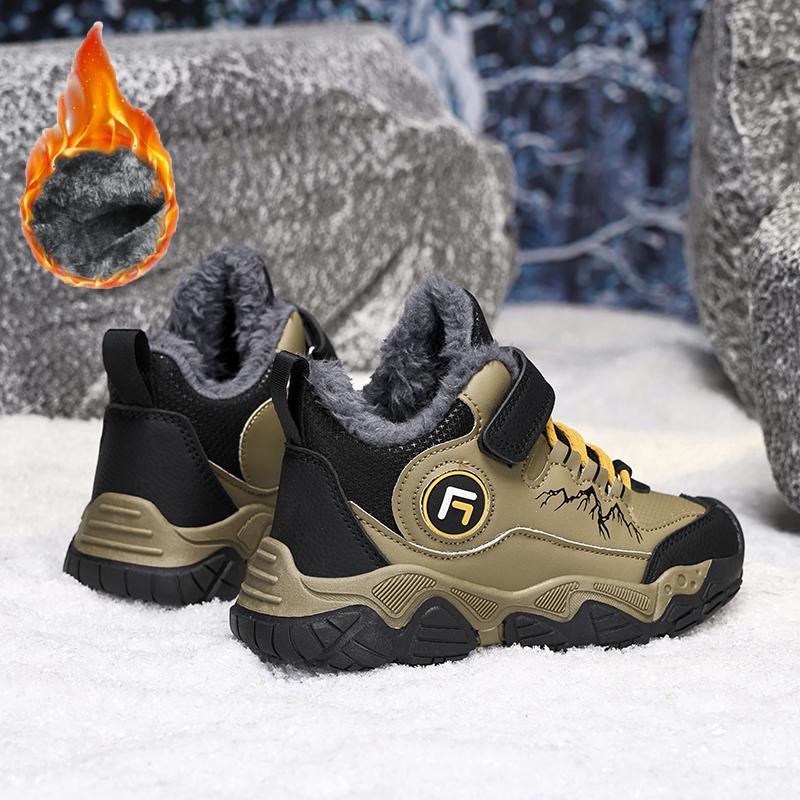 Детские теплые высокие хлопковые ботинки для активного отдыха на открытом воздухе, зимние ботинки, походная обувь, модные спортивные хлопковые ботинки 30-40