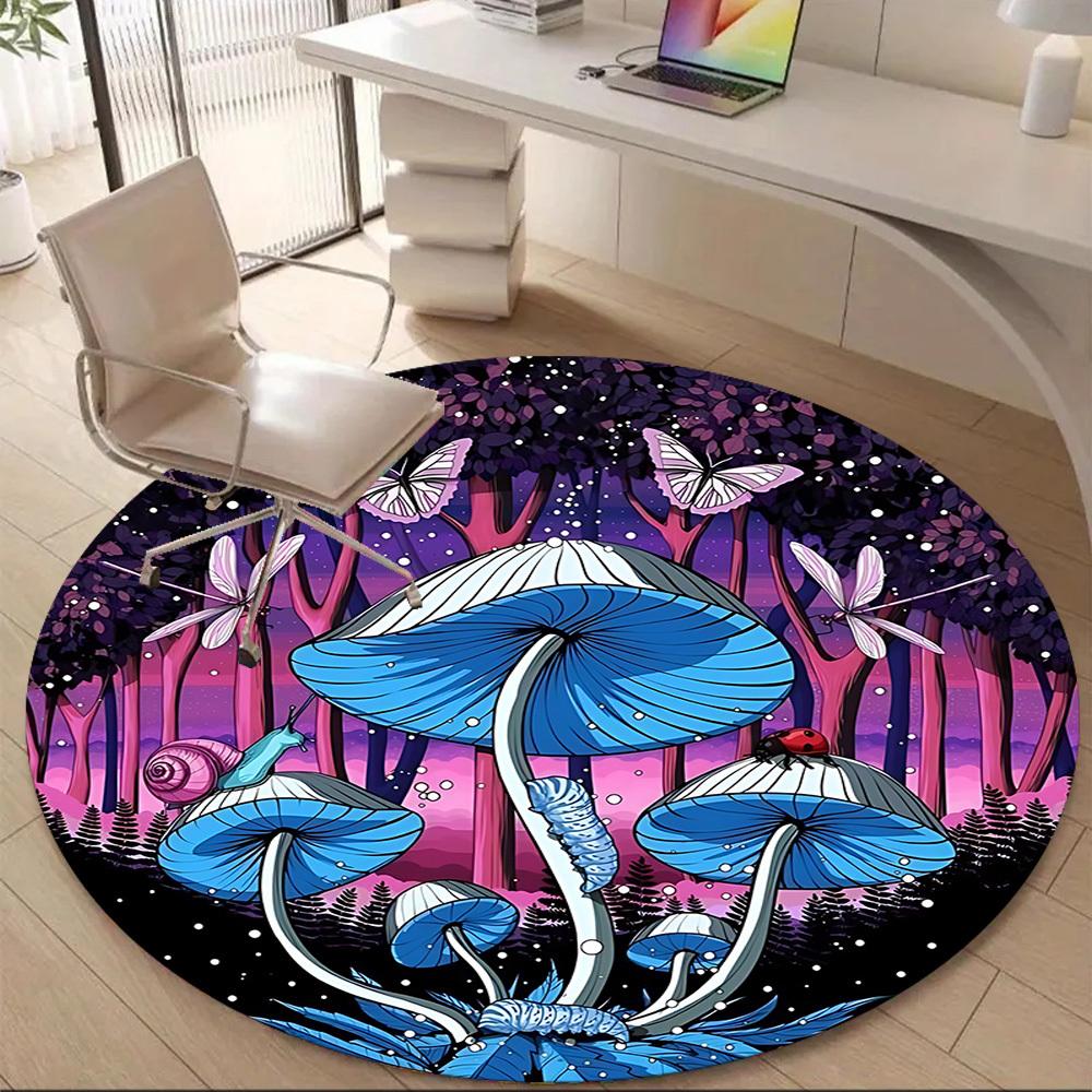 1PC Fantasy Forest Office Round Area Rug, Mat Suitable For Office, Under Office Chairs Bedroom Living Room Home Decor, Room Deco
