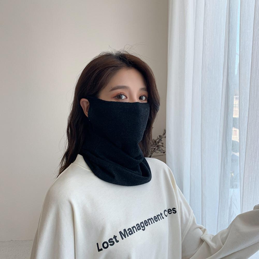 Neck Protection Women's Ear-mounted Masks Hanging Ear Neck Cover Knitted Bib  Autumn Winter