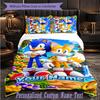 Personalized 3Pcs Bedding SetSonic Custom Text Duvet Cover Pillowcase Set Bedroom Gift