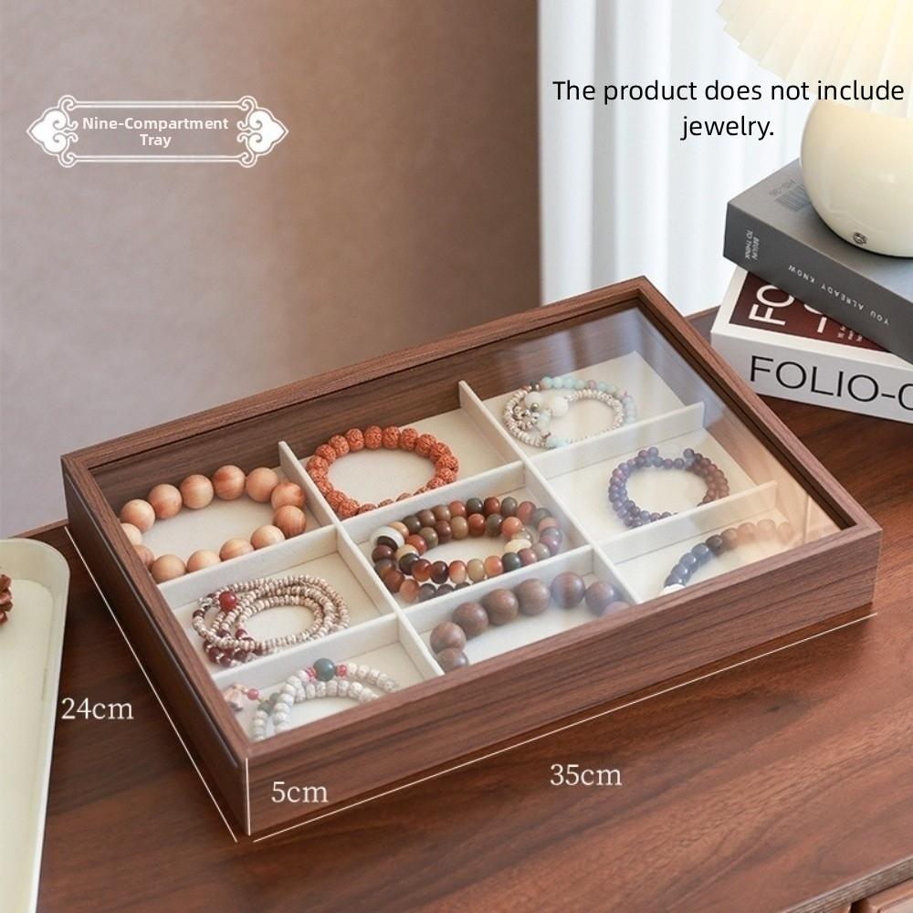 Wooden Bead Bracelet Storage Box Large Capacity Bracelet Display Case Ring Watch