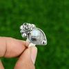 Gift For Her Natural Larimar Statement Flower Adjustable Ring 925 Silver