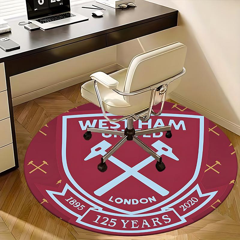 Герб Вест Хэм Юнайтед, Юбилейный значок, Коврик под стул, Круглый ковер, Ковер для офиса, Можно стирать в машине, Нескользящий, Подходит для гостиных, спален