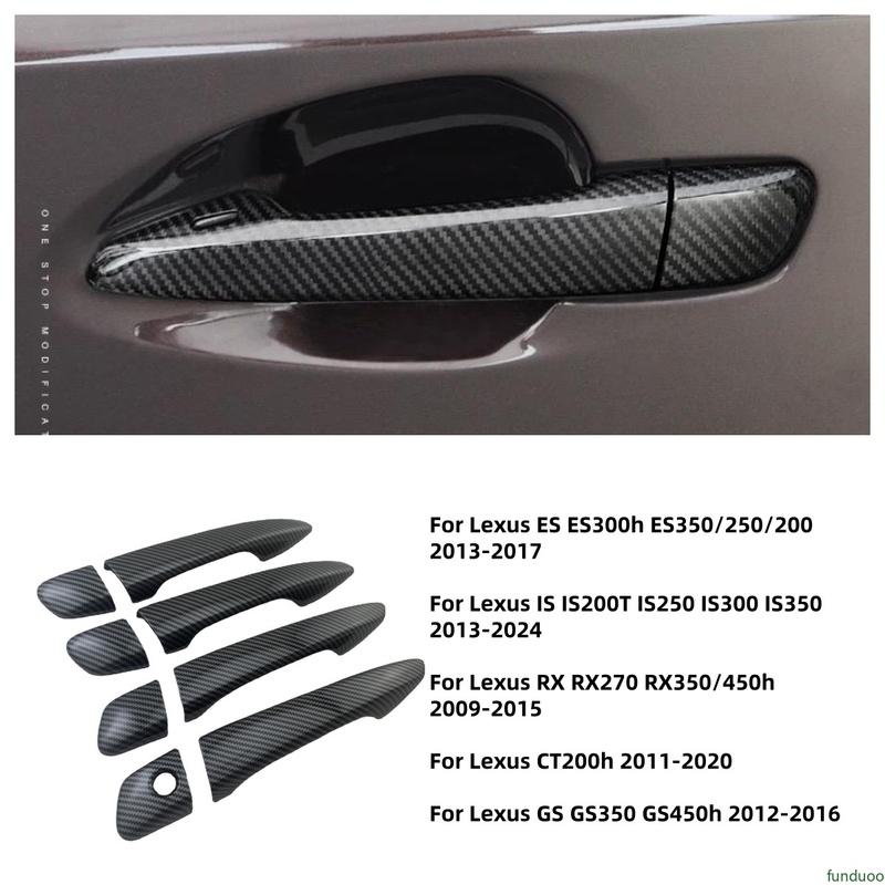 For Lexus IS ES CT200h RX GS IS200T IS250 IS300 IS350 RX270 RX350 Carbon Fiber Black Car Door Handle Cover Stickers Accessories