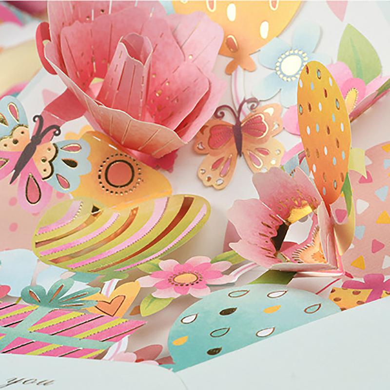 New Romantic Flower Birthday Christmas Card 3D Pop-up Greeting Cards Set Postcard Party Wedding Decorations Creative Girl Gifts