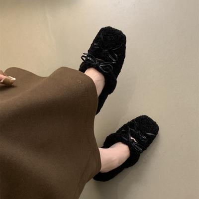 Мягкая подошва, обувь на одной педали, пушистые туфли для женской коллекции осень-зима 2025, новая верхняя одежда, обувь Doudou с бархатной теплой плоской подошвой, хлопковая обувь, обувь с утяжелением