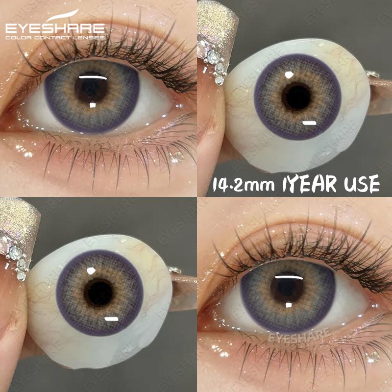Eyeshare Натуральные цветные контактные линзы 2 шт. Серые цветные линзы для глаз Модные контактные линзы для голубых глаз Годовые цветные контактные линзы