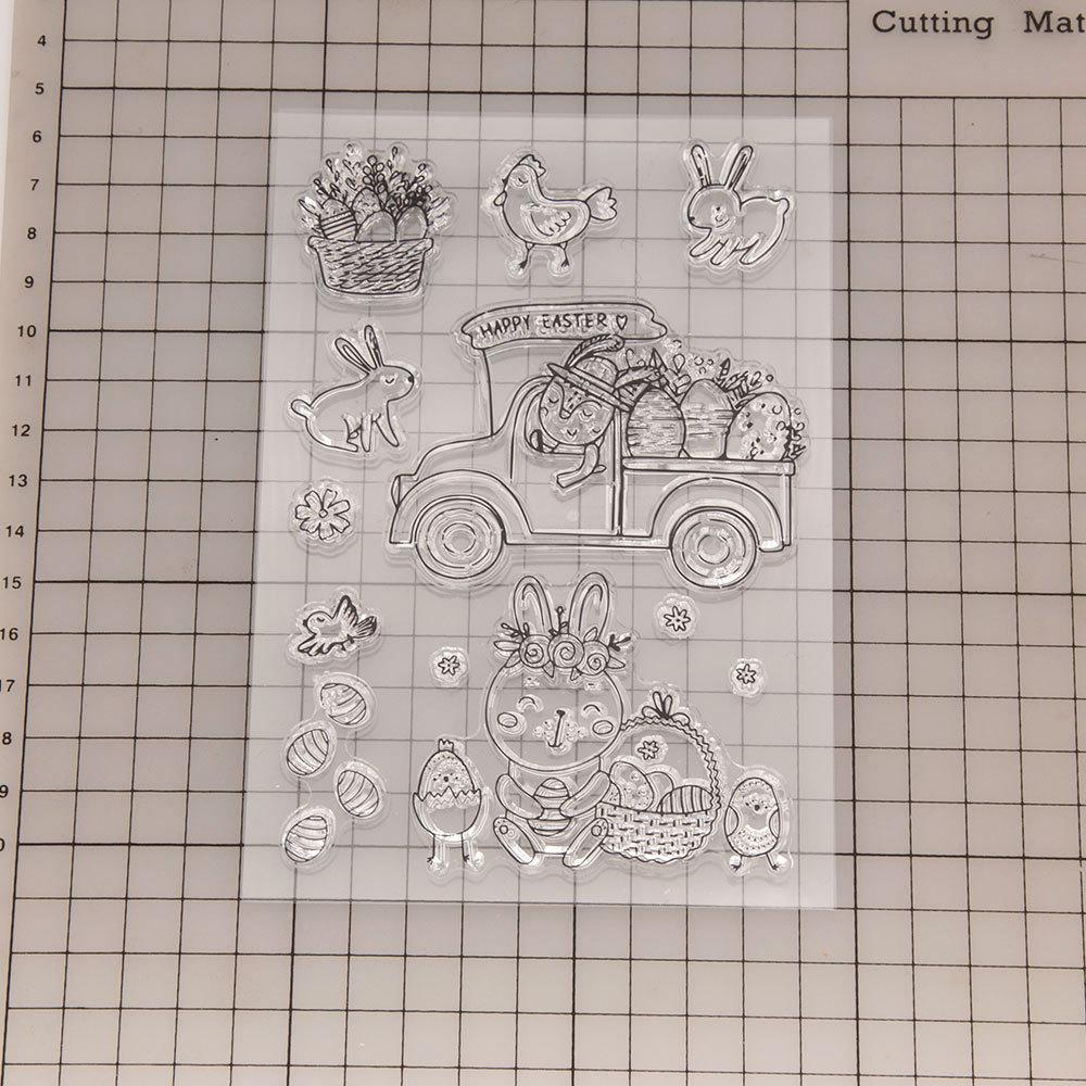 Прозрачный силиконовый прозрачный штамп с праздником Пасхи для печати альбома для скрапбукинга «сделай сам», прозрачные штампы с цветком, кроликом, яйцом, поздравлением