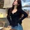 Round Neck Lace Knitted Sweater for Women In Autumn and Winter French Slim Fit Crop Top