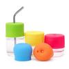 Силиконовые детские крышки с соломенными отверстиями, крышка для стеклянной посуды, герметичная, растягивающаяся, аксессуары для чашек ярких цветов, защита от пролития