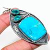 Natural Tibetan Turquoise,Tourmaline 925 Sterling Silver Pendant 3.27" Q4w14