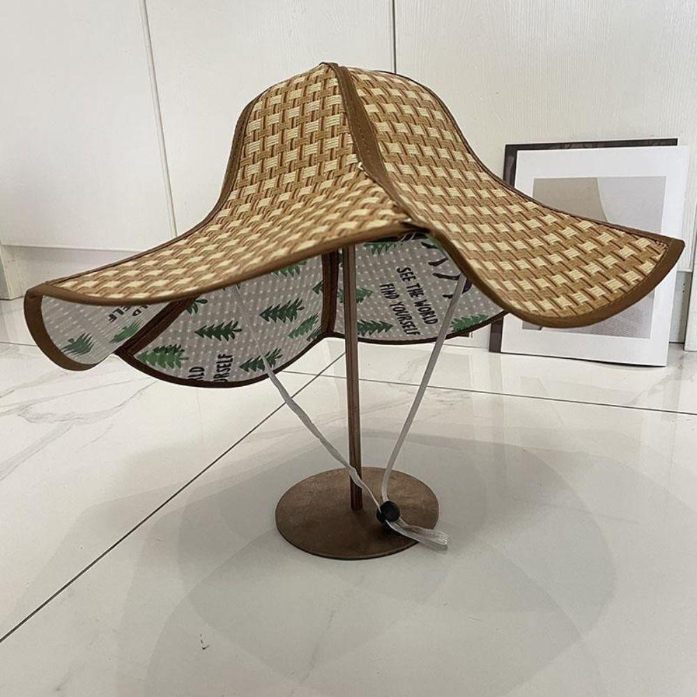 Соломенная шляпа с большим карнизом, солнцезащитная кепка для вентилятора, практичная пляжная шляпа