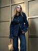 Spring 2025 Euro-American Style Women's Denim Shirt and Pants Set with Lapel Design