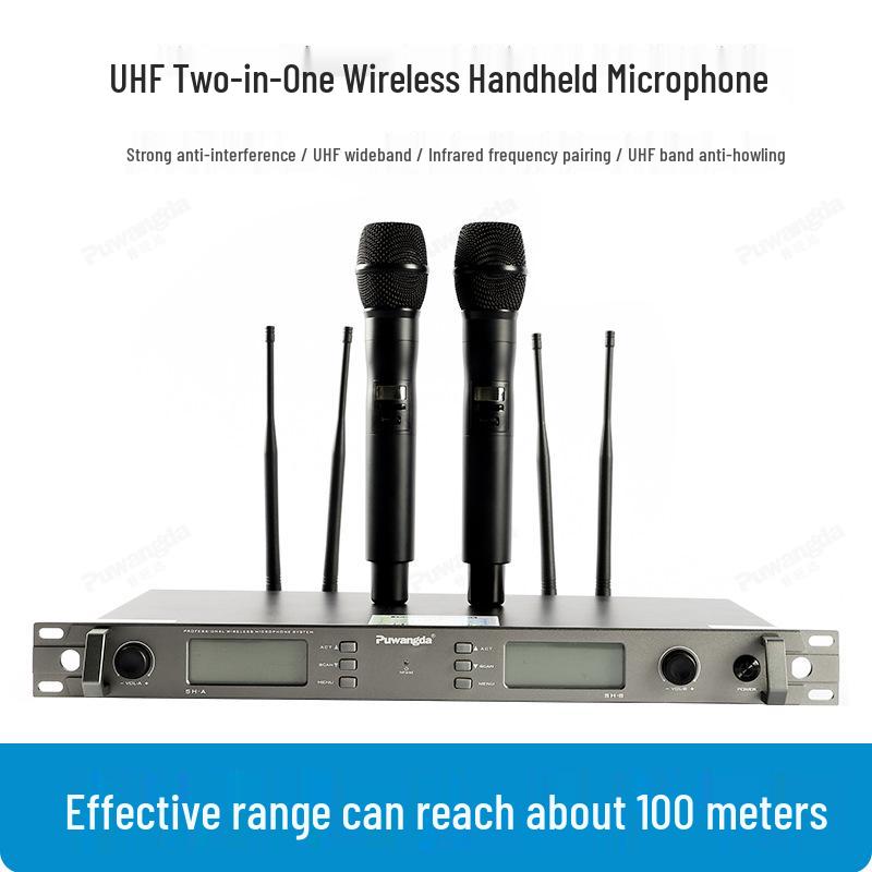 Беспроводной конференц-микрофонный комплект UHF на одного ведущего и четырех участников: Ручная гарнитура и гарнитура для дальнего действия для использования на открытом воздухе