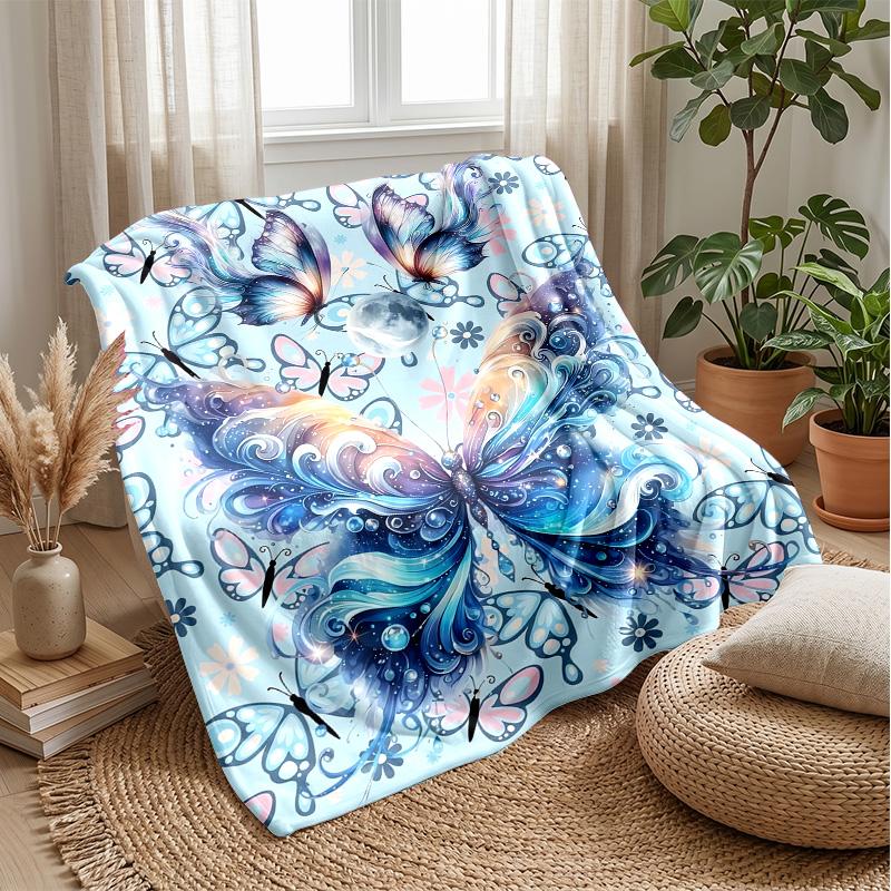 Fantastic Butterfly Woods Theme blanket Lightweight Warm Flannel Blanket Decorative Throw Blanket for Home Decoration